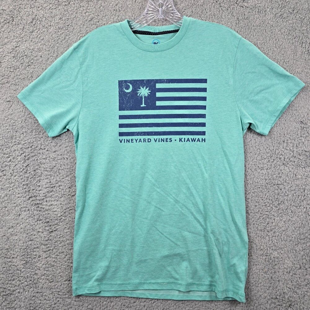Vineyard Vines Dunes Tee Shirt Men’s Small S Green Blue Short Sleeves Logo